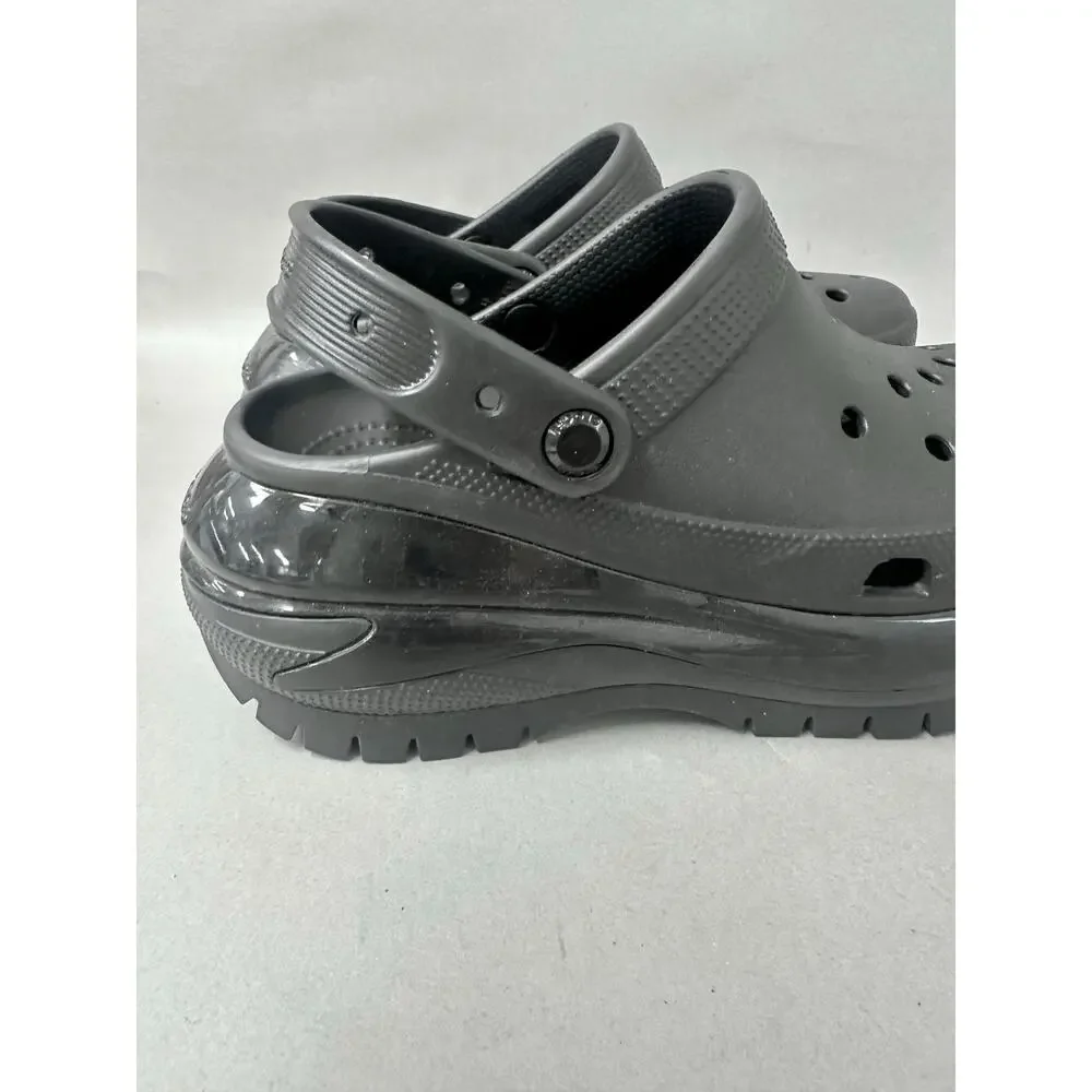 Crocs Classic Mega Crush‎ Clog Solid Black Matte/Shiny Women's Size 8 Mens 6